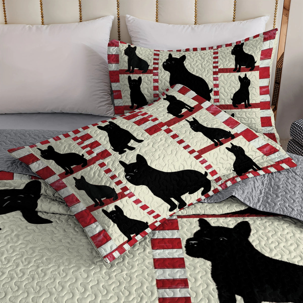 Shineful All Season Quilt 3-Piece Set - French Bulldog Patchwork