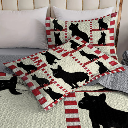 Shineful All Season Quilt 3-Piece Set - French Bulldog Patchwork