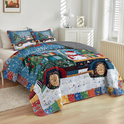 Shineful All Season Quilt 3-Piece Set Vintage Truck Holiday