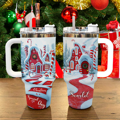 Shineful Tumbler Personalized Candy Cane Cottage
