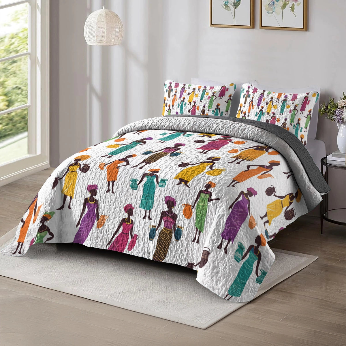 Shineful All Season Quilt 3-Piece Set Black Women's Traditional Beauty