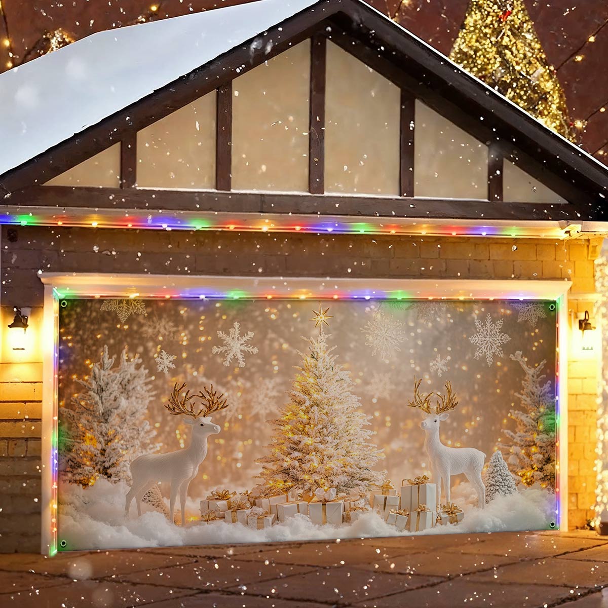 Shineful Garage Door Banner Decoration Twinkling Christmas Night