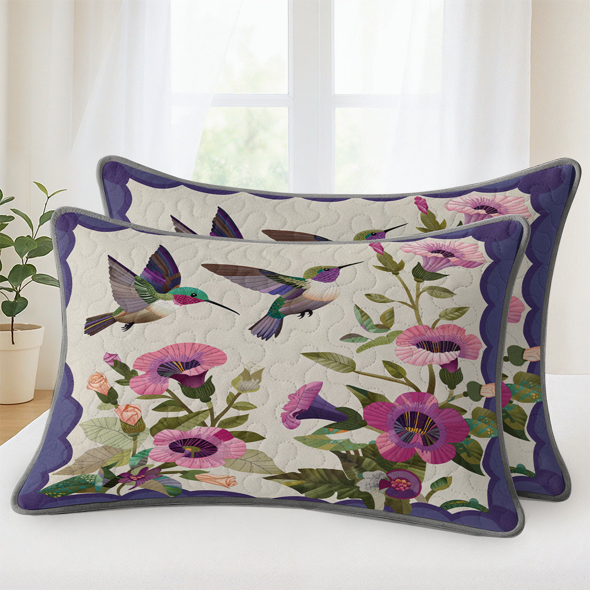 Shineful Quilt 3-Piece Set Hummingbird Garden