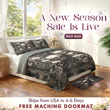 Shineful Quilt 3-Piece Set Gothic Skull Majesty