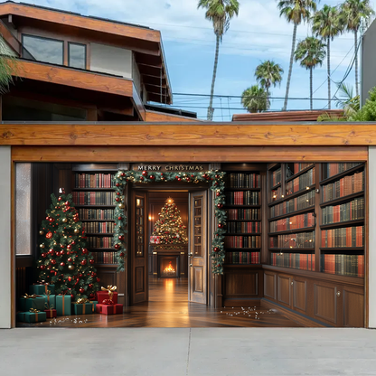 Shineful Garage Door Banner Decoration Christmas Library Book Lover