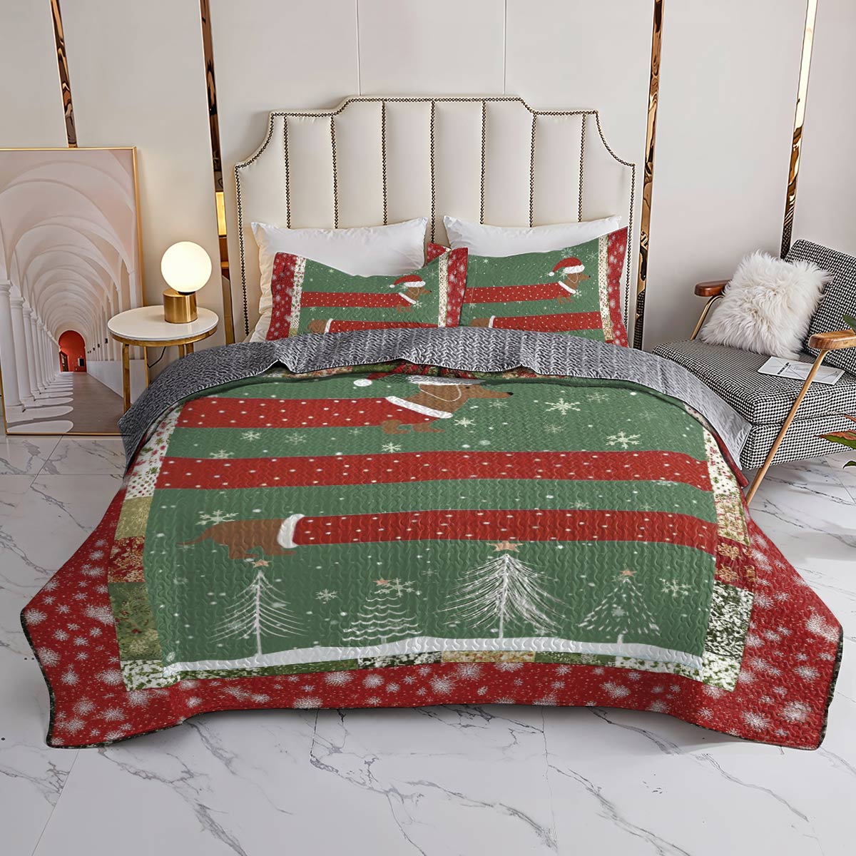 Shineful All Season Quilt 3-Piece Set Dachshund Dasher