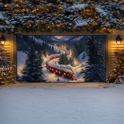 Shineful Garage Door Banner Decoration - Twilight Holiday Train