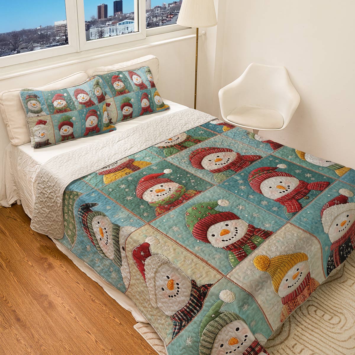 Shineful All Season Quilt 3-Piece Set - Snowmen Winter Wonderland