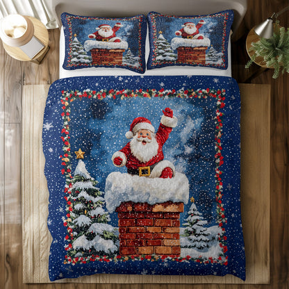 Shineful All Season Quilt 3-Piece Set Christmas Joyful Santa Claus