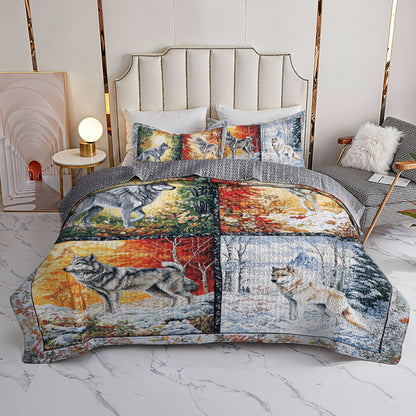 Shineful All Season Quilt 3-Piece Set Wolf Seasons Quilt