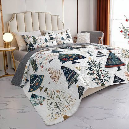 Shineful All Season Quilt 3-Piece Set Gentle Christmas Tree