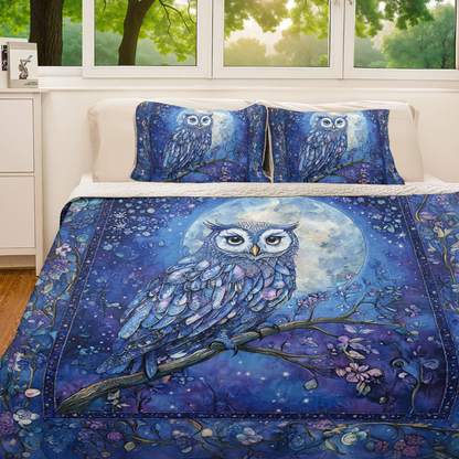 Shineful All Season Quilt 3-Piece Set Mystic Moon Owl