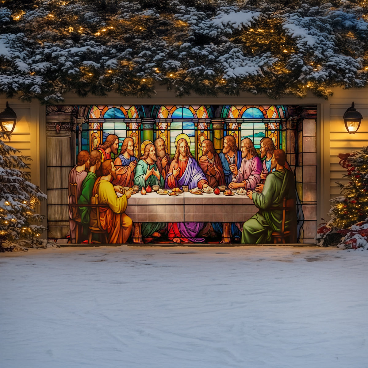 Shineful Garage Door Banner Decoration Last Supper