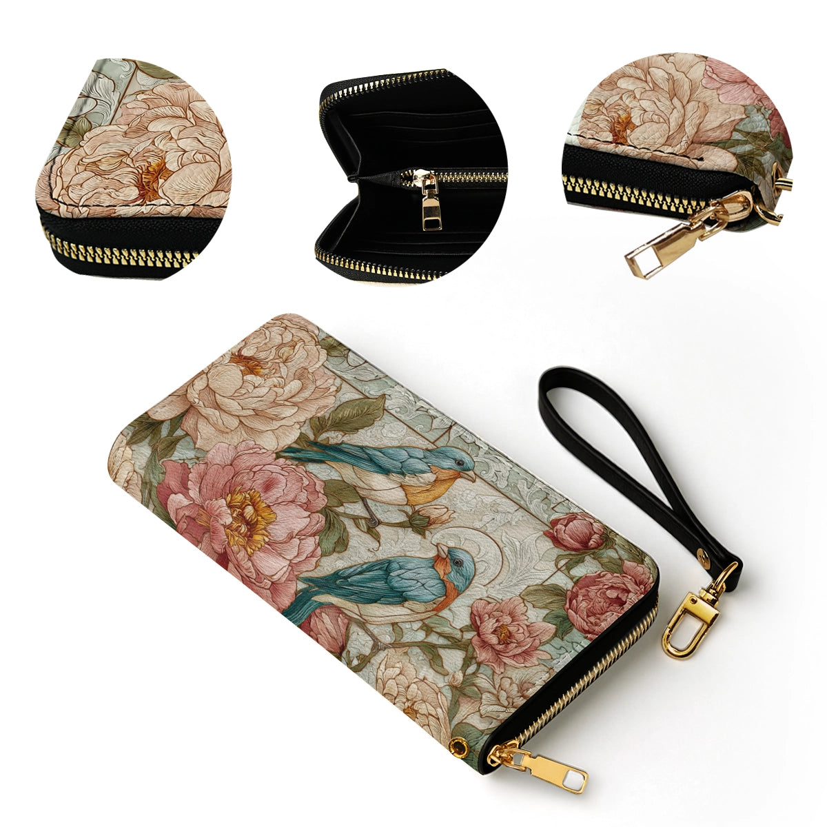 Shineful Leather Clutch Purse With Wristlet Strap Handle Still Morning