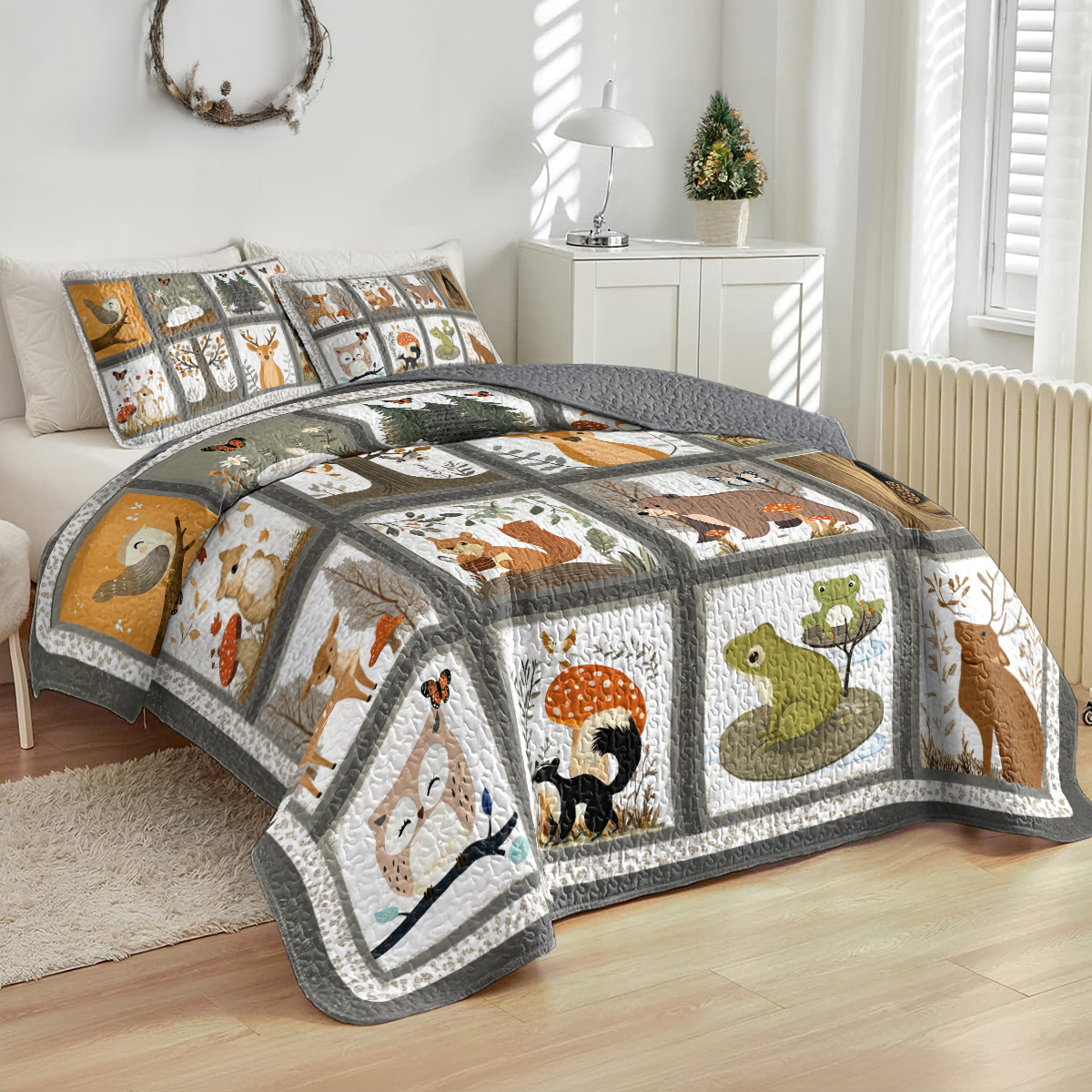 Shineful All Season Quilt 3-Piece Set Woodland Friends