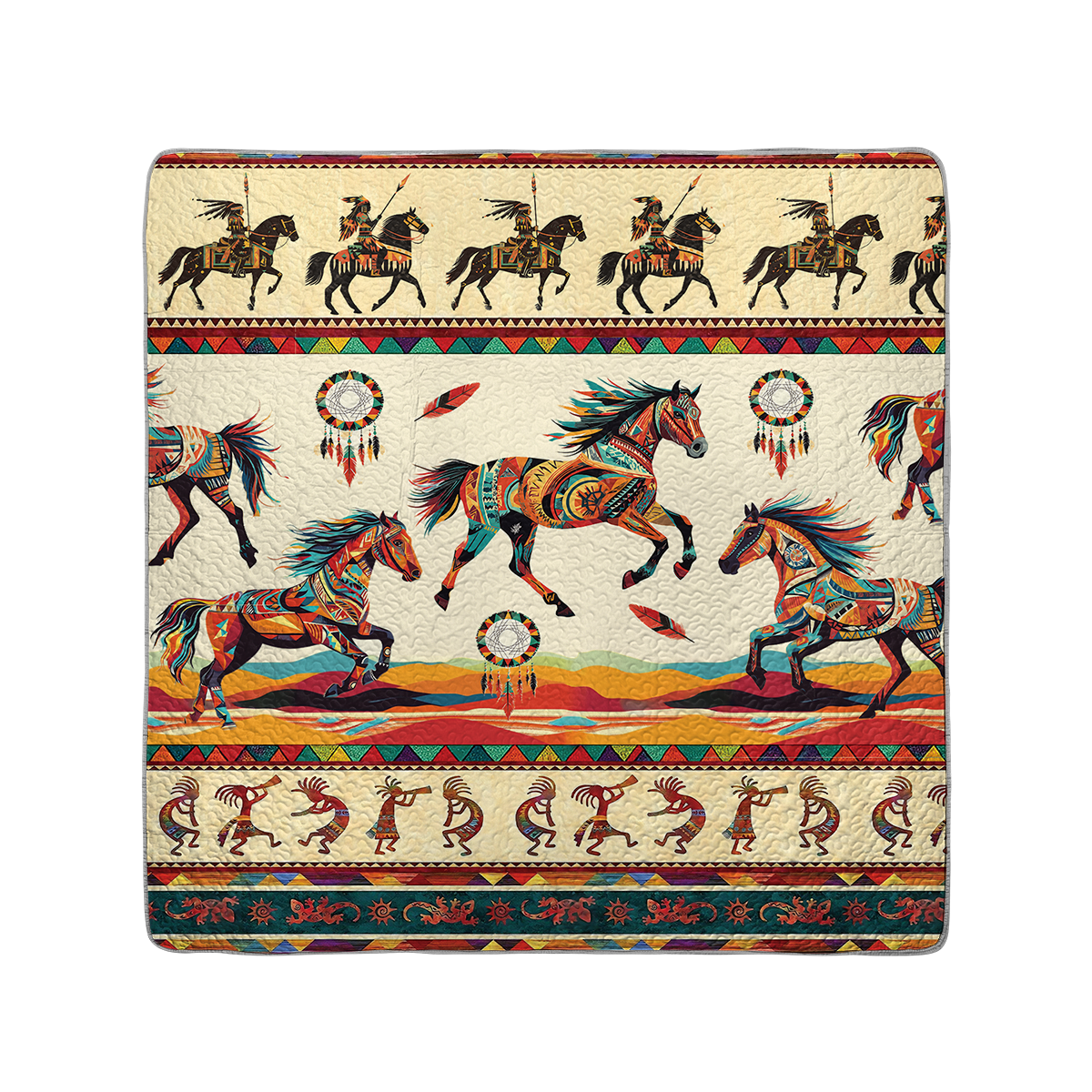 Shineful All Season Quilt 3-Piece Set Warrior Gallop Kokopelli