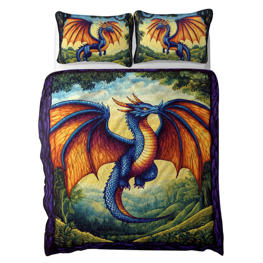 Shineful All Season Quilt 3-Piece Set - Mystical Blaze Dragon