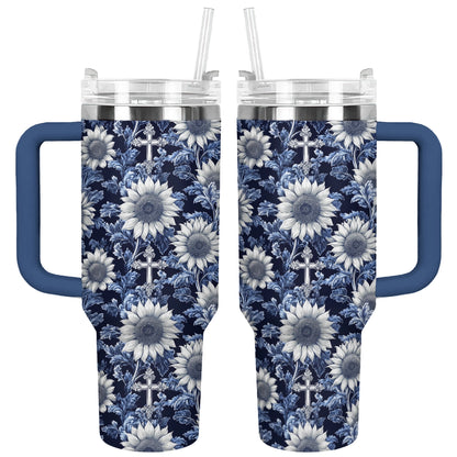 Shineful Tumbler Midnight Blue Sunflower Cross