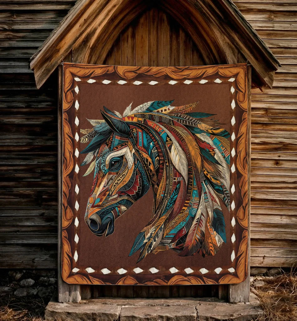 Shineful Flat Print Faux Quilt Blanket Spirit of the Horse