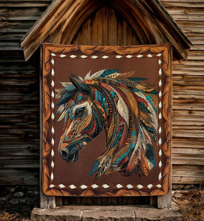 Shineful Flat Print Faux Quilt Blanket Spirit of the Horse