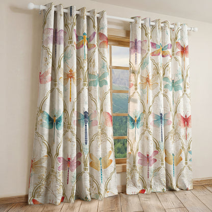 Shineful Quilted Curtain Dragonfly Garden