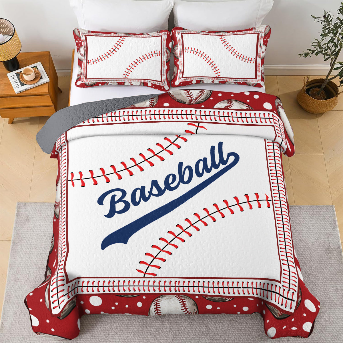Shineful All Season Quilt 3-Piece Set - Home Run Baseball