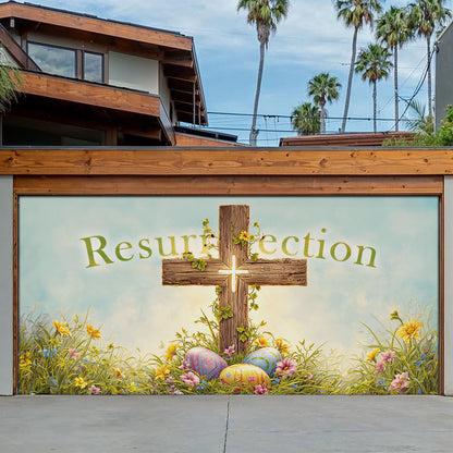 Shineful Garage Door Banner Decoration Resurrection Cross