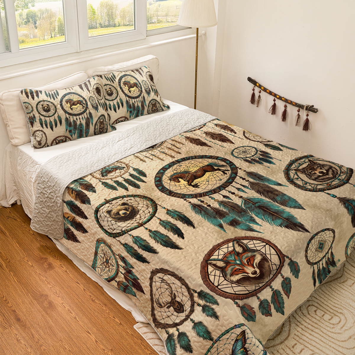 Shineful All Season Quilt 3-Piece Set Native Spirits Dreamcatcher