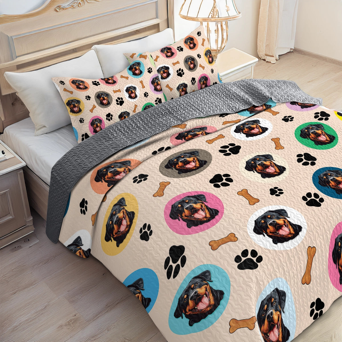 Shineful All Season Quilt 3-Piece Set - Rottweiler's Dreamland