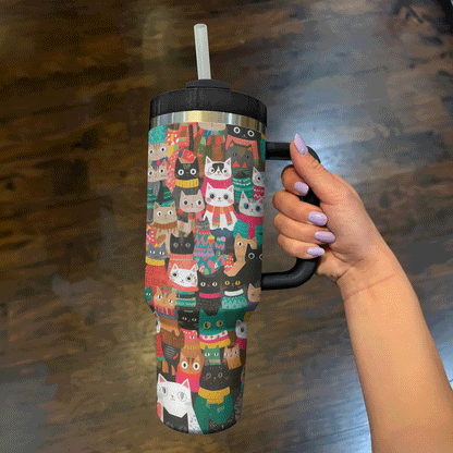 Shineful Tumbler Christmas Cozy Cats