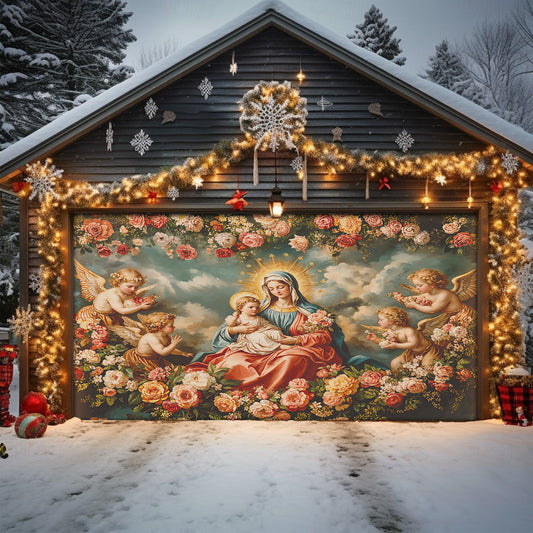 Shineful Garage Door Banner Decoration Halo Of Roses