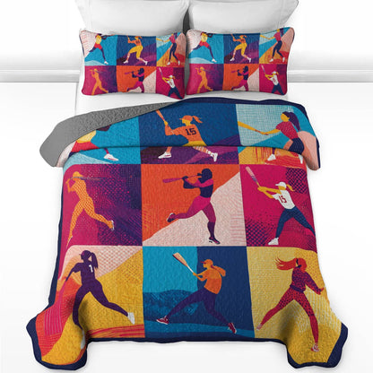Shineful All Season Quilt 3-Piece Set - Softball Girl Power