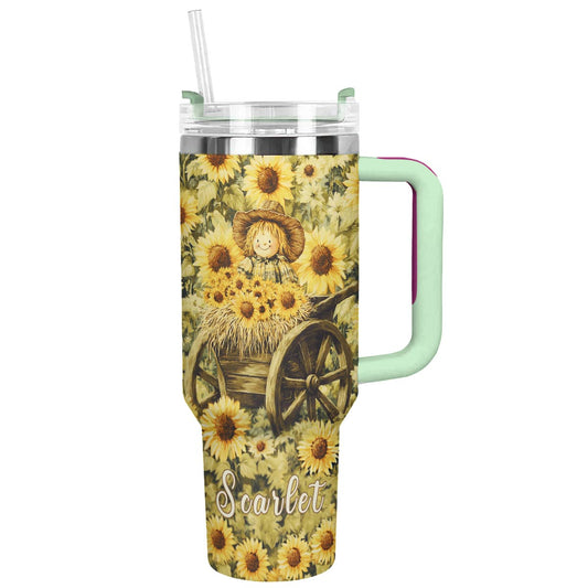 Shineful Tumbler Personalized Scarecrow Sunflower