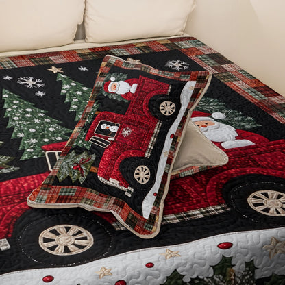 Shineful All Season Quilt 3-Piece Set Christmas  Santa's Red Truck