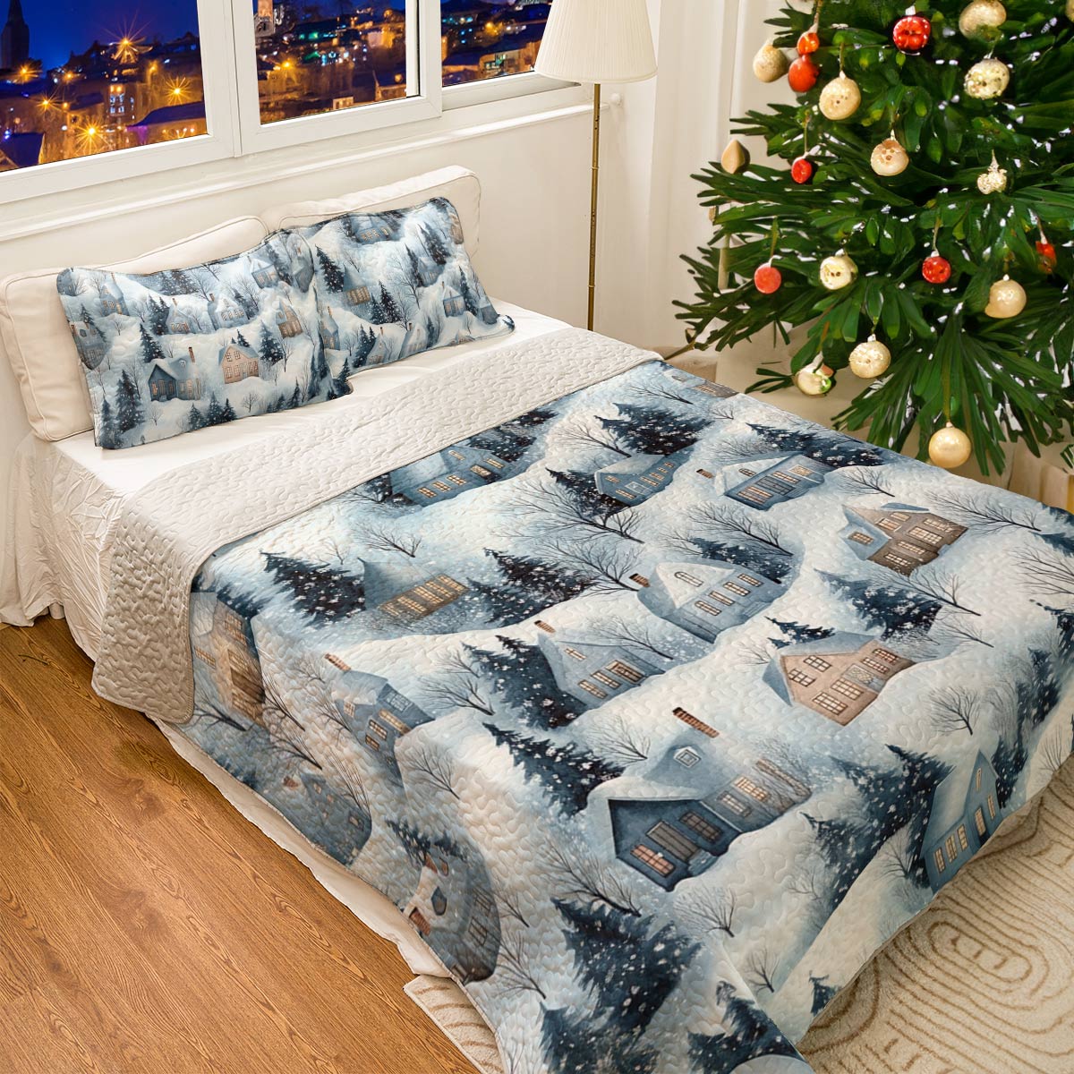 Shineful All Season Quilt 3-Piece Set Snow Village