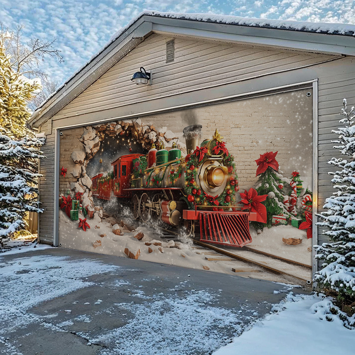 Shineful Garage Door Banner Decoration Christmas Track Burst