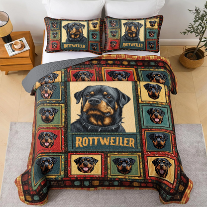 Shineful All Season Quilt 3-Piece Set - Rottweiler Loyal Guardian