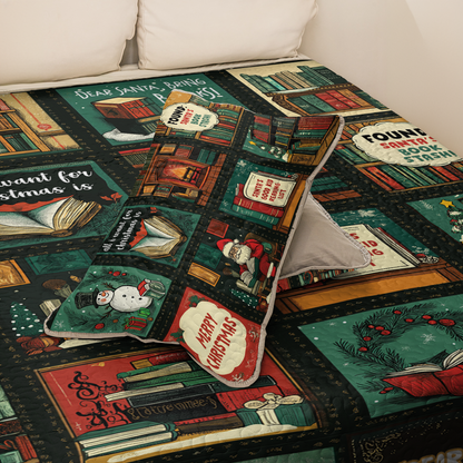 Shineful All Season Quilt 3-Piece Set Santa Reading Nook