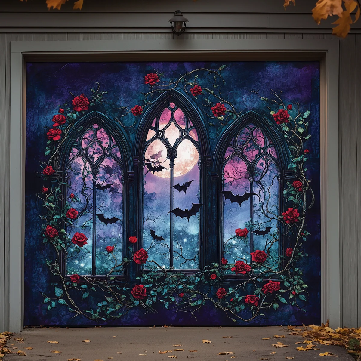 Shineful Garage Door Banner Decoration - Crimson Moonlight