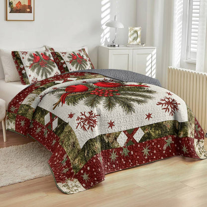 Shineful All Season Quilt 3-Piece Set - Cardinal Winter Warmth