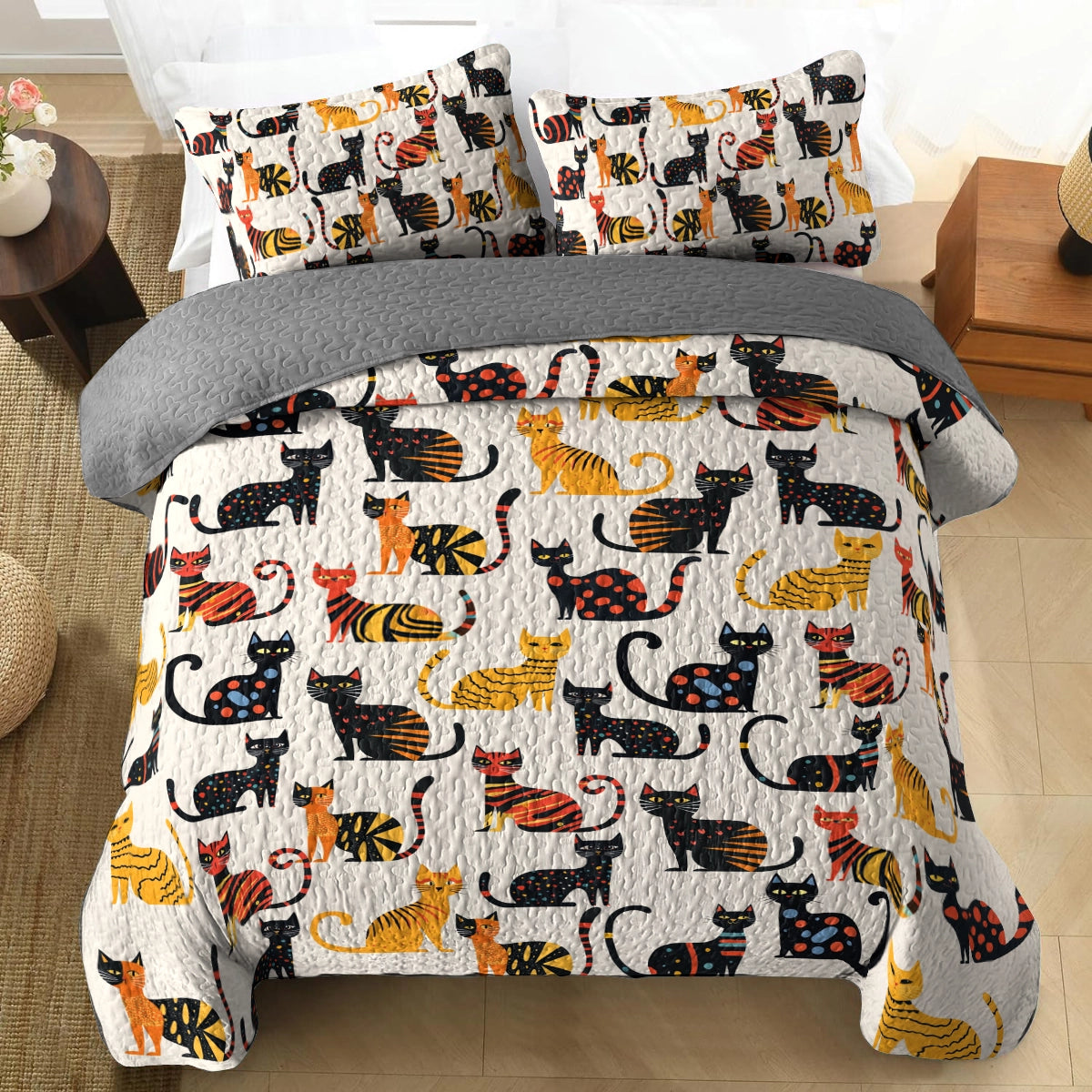 Shineful All Season Quilt 3-Piece Set - Cat-tastic Slumber Party