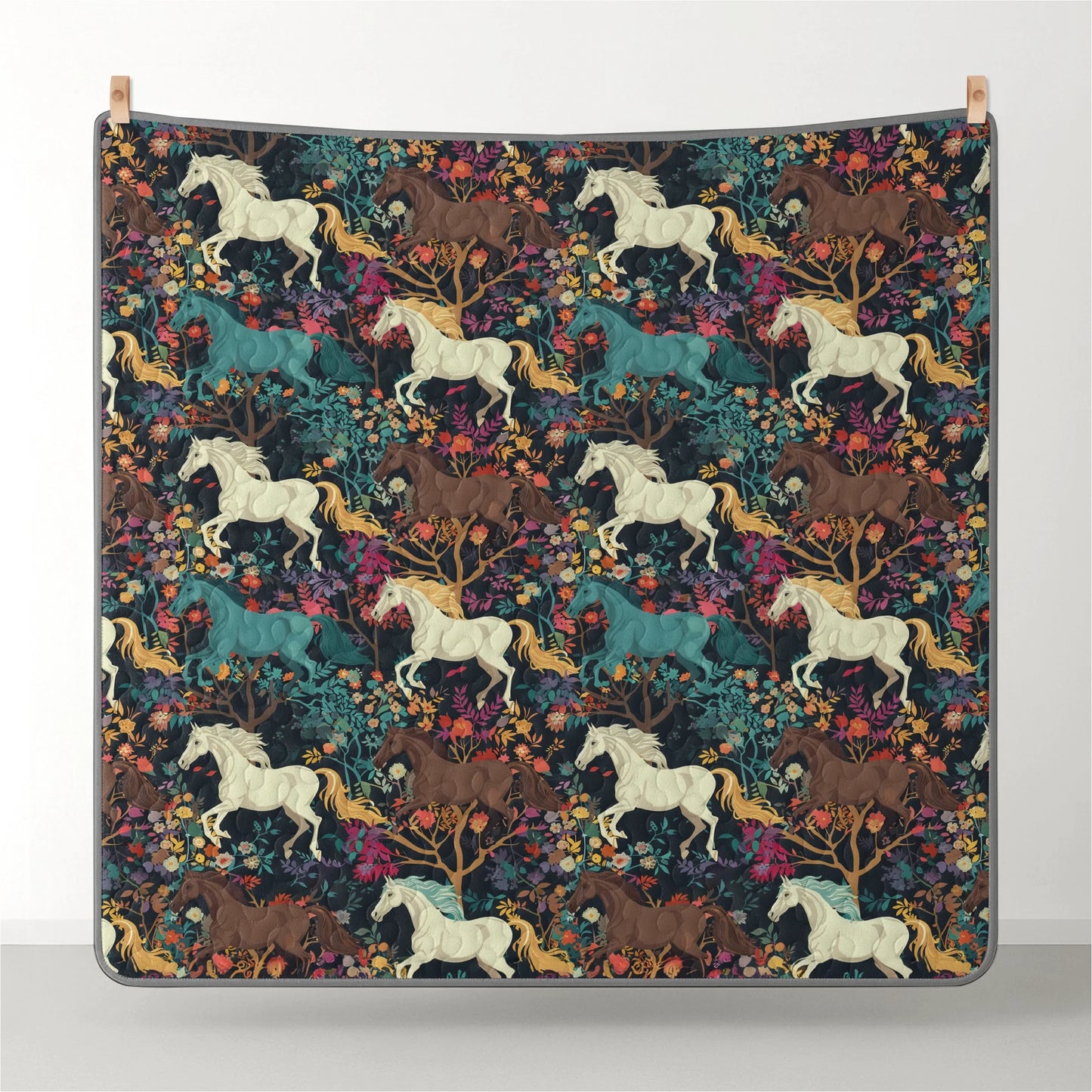 Shineful Quilt 3-Piece Set Horse Flower