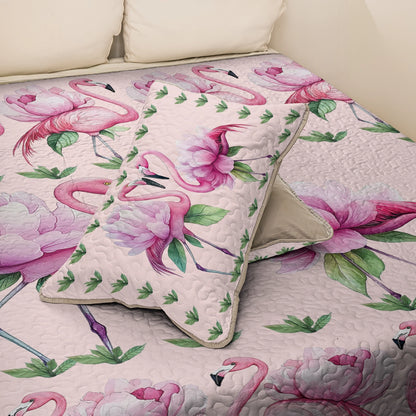 Shineful All Season Quilt 3-Piece Set - Pink Flamingo Paradise 
