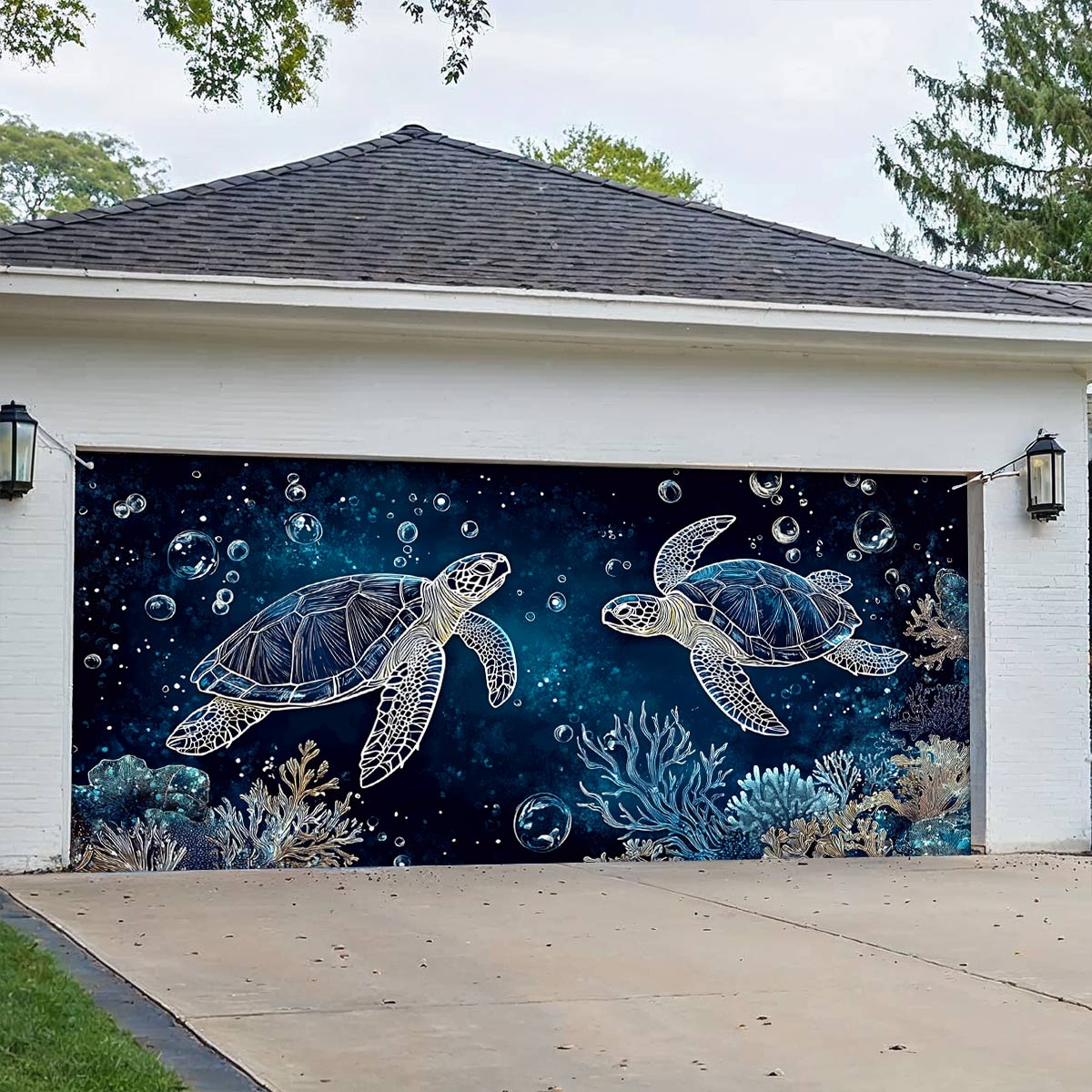 Shineful Garage Door Banner Decoration Turtle Serenity