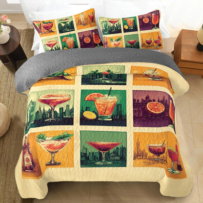 Shineful All Season Quilt 3-Piece Set Wine Cocktail City Nights
