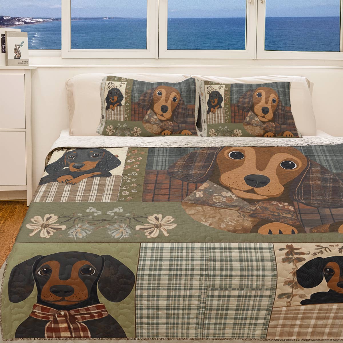 Shineful All Season Quilt 3-Piece Set - Dachshund's Bedtime