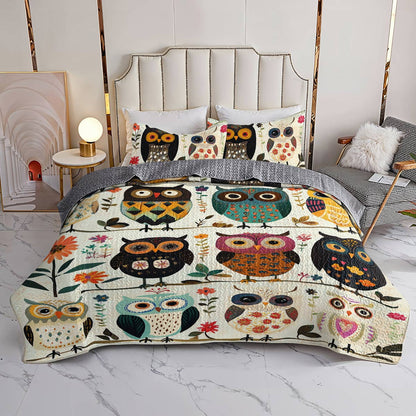 Shineful All Season Quilt 3-Piece Set Owl Peace Love