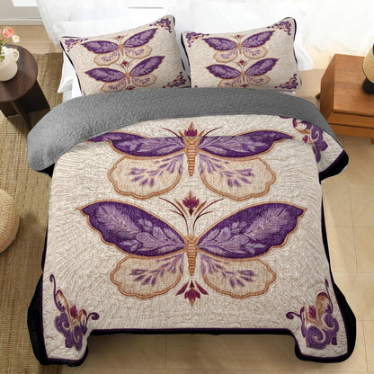 Shineful Quilt 3-Piece Set Lavender Wings of Grace
