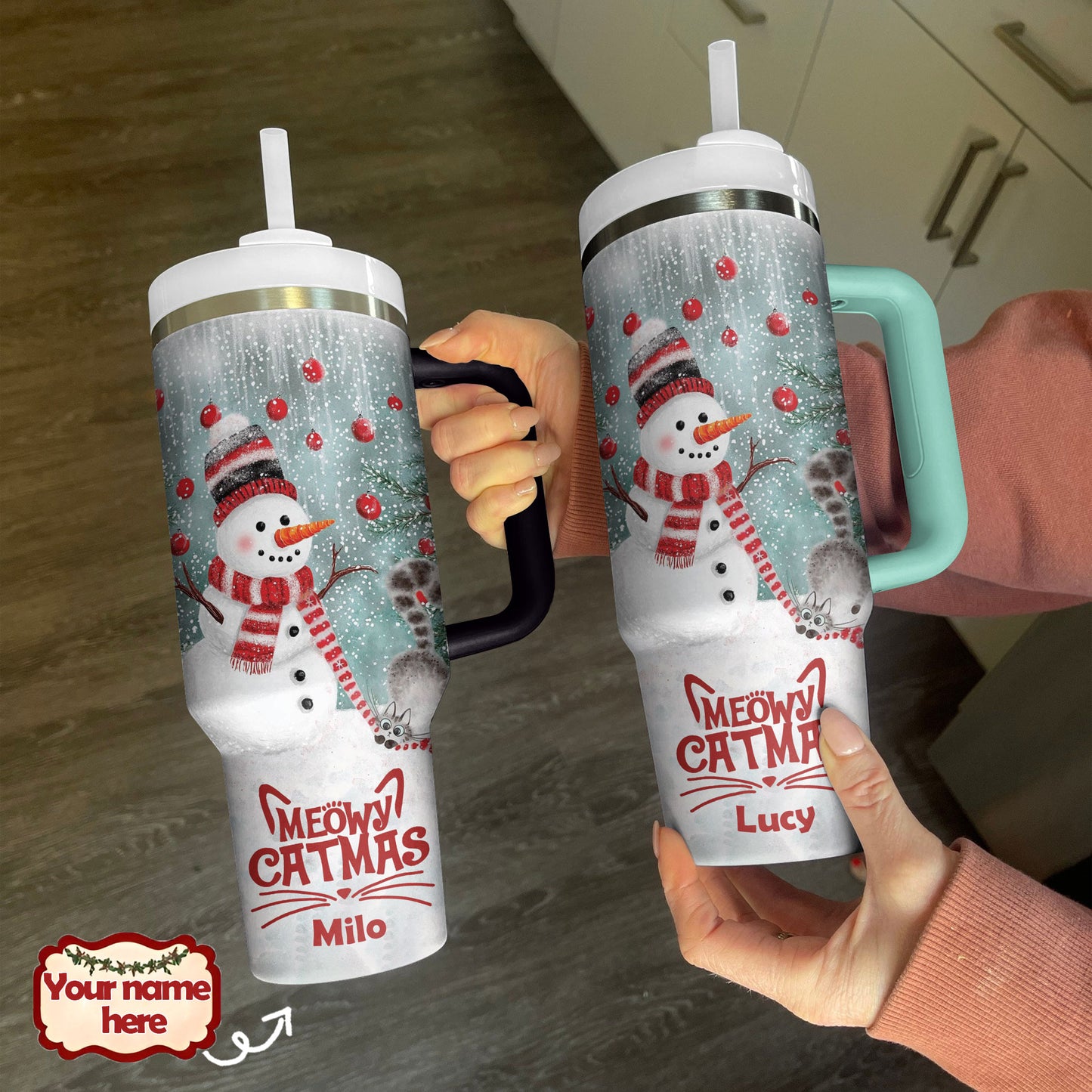 Shineful Personalized Tumbler Snowy Friends