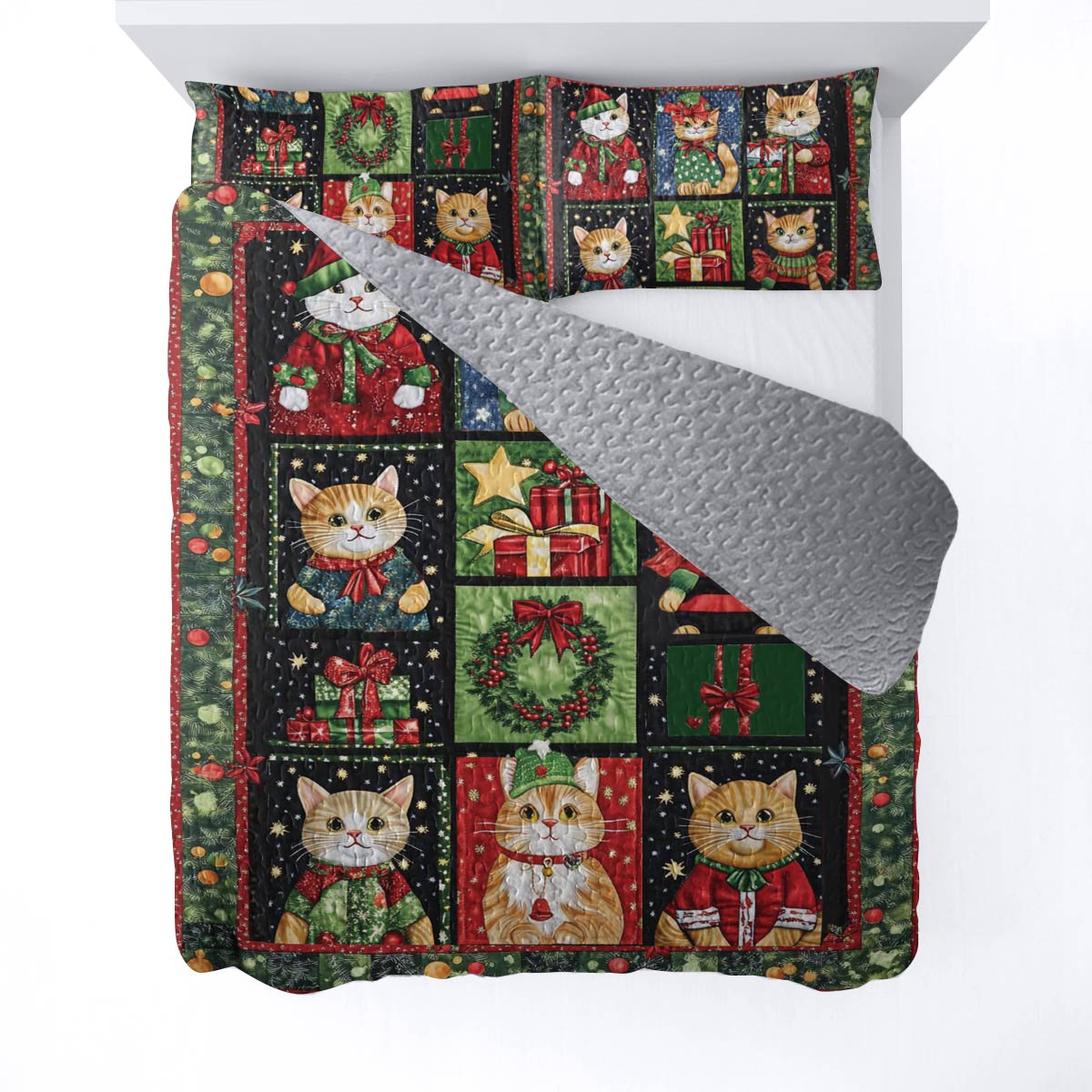 Shineful All Season Quilt 3-Piece Set Festive Cats